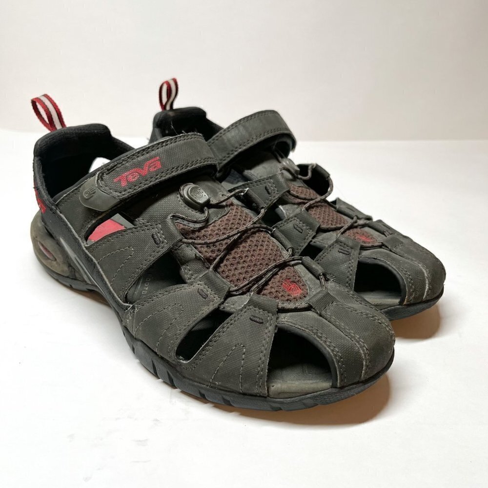Teva Mens Closed Toe Shoes Water Resistant Size 9 Black Red Bungee
